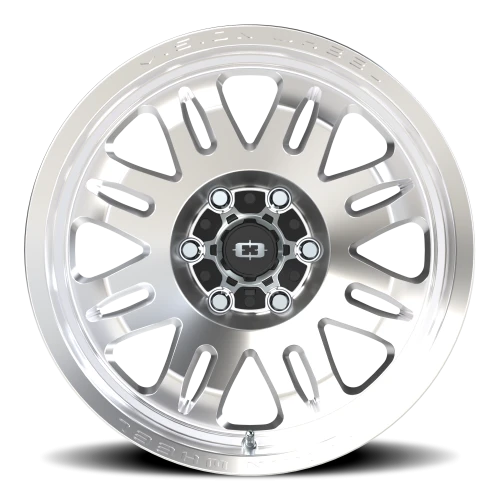 Vision 409 18x9.5 -18 6x139.7mm 110mm Machined Silver Black Center Cap-Milled Machined Cap