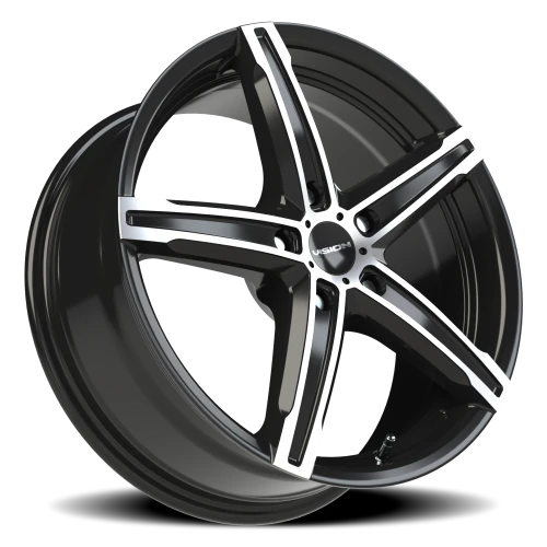Vision 469 17x7 +42 5x112mm 73.1mm Gloss Black Machined Face