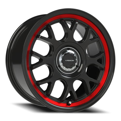 Vision 478 16x8 +38 5x100mm 73.1mm Gloss Black Red Tint Brushed Lip