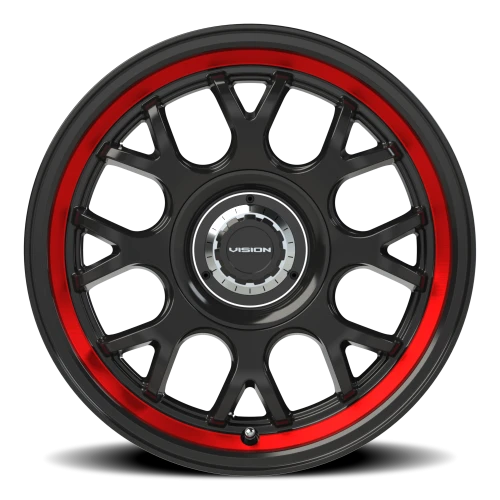 Vision 478 16x8 +38 5x100mm 73.1mm Gloss Black Red Tint Brushed Lip