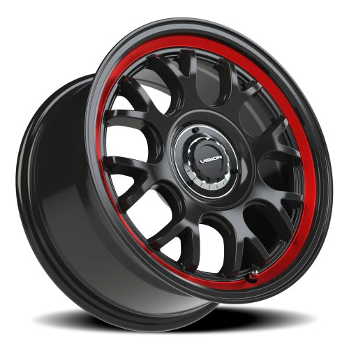 Vision 478 16x8 +38 5x107.95mm 73.1mm Gloss Black Red Tint Brushed Lip
