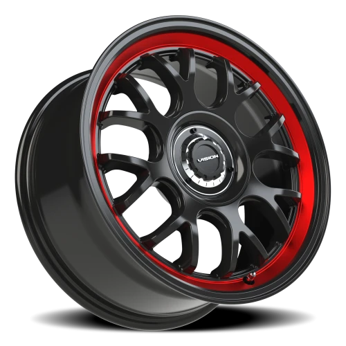 Vision 478 17x8 +38 5x100mm 73.1mm Gloss Black Red Tint Brushed Lip