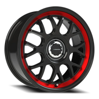 Vision 478 17x8 +38 5x114.3mm 73.1mm Gloss Black Red Tint Brushed Lip
