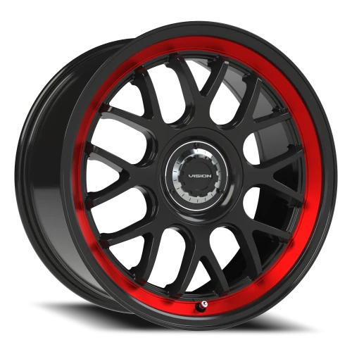 Vision 478 18x8.5 +35 5x114.3mm 73.1mm Gloss Black Red Tint Brushed Lip