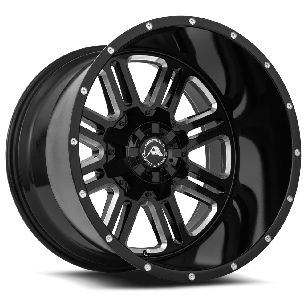 American Off-Road A106 20x14 -76 8x6.5mm 125.2mm Black Milled Spoke