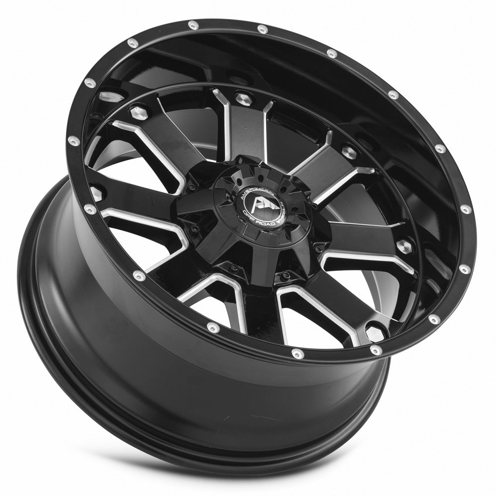 American Off-Road A108 20x10 -24 6x120mm 78.1mm Black Milled Spoke