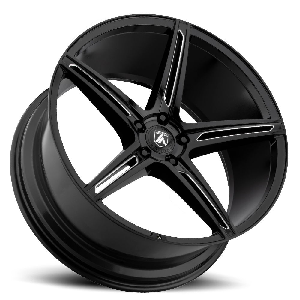 Asanti Black Label Alpha 5 22x9" 5x112mm 72.6mm CB +32mm Gloss Black Milled