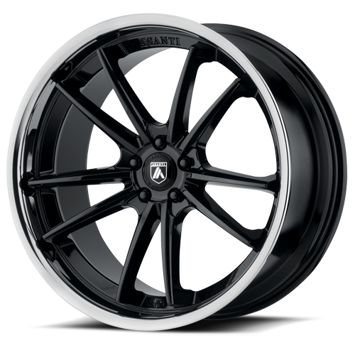 Asanti Black Label Sigma 22x9" 5x114.3mm 72.6mm CB +32mm Gloss Black Chrome Lip