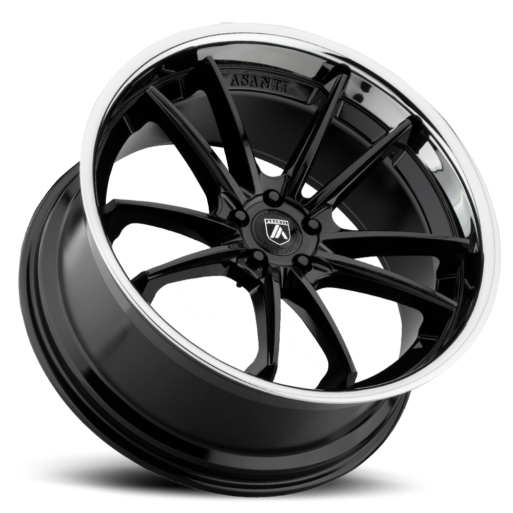 Asanti Black Label Sigma 22x9" 5x114.3mm 72.6mm CB +32mm Gloss Black Chrome Lip