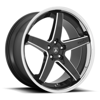 Asanti Black Label Regal 22x9" 5x114.3mm 72.6mm CB +32mm Gloss Black Milled-Chrome Lip