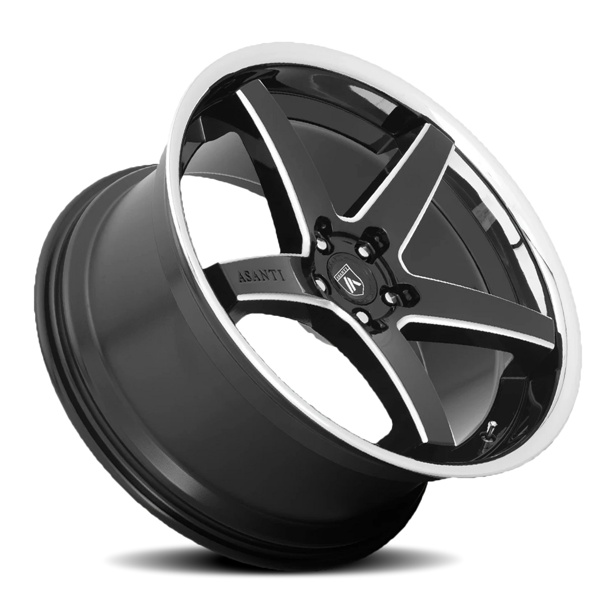 Asanti Black Label Regal 22x10.5 +35 5x112mm 72.6mm Gloss Black Milled-Chrome Lip