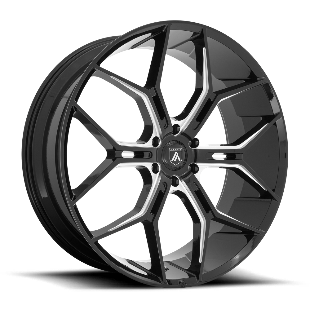 Asanti Black Label Monarch Truck 22x9.5" 6x139.7mm 106.1mm CB +20mm Gloss Black Milled
