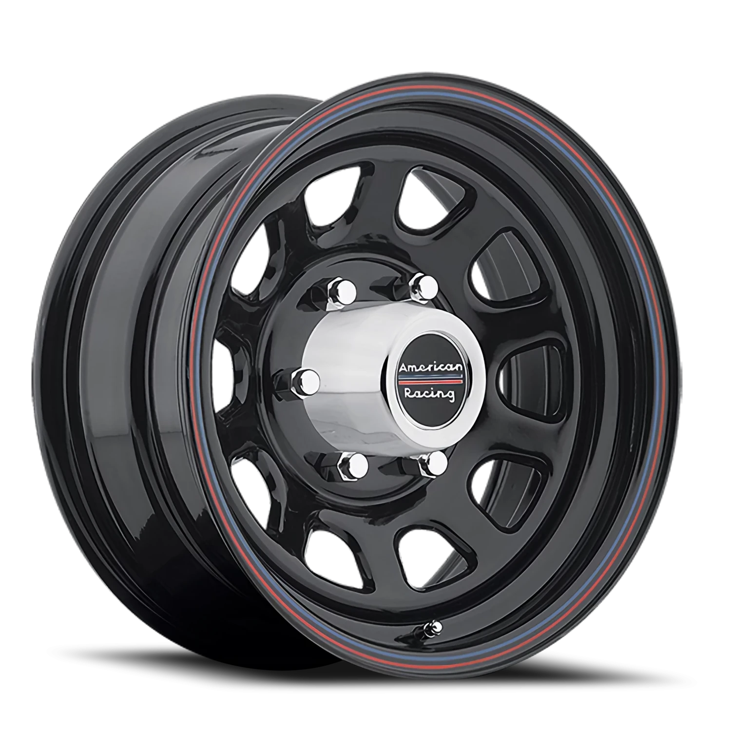 American Racing AR767 16x8" 6x139.7mm 108mm CB +12mm Gloss Black Stripes