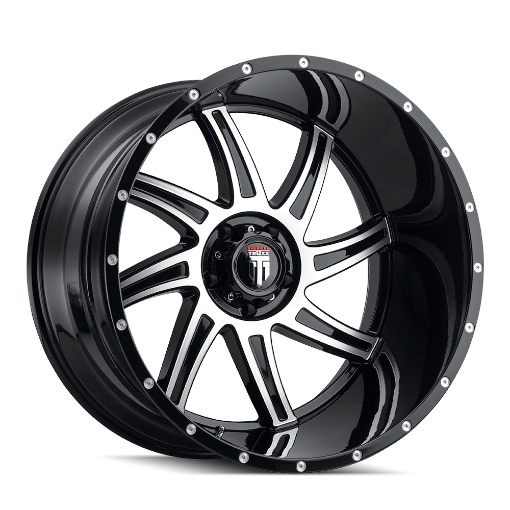 American Truxx Vortex AT162 22x12" 6x135mm 87.1mm CB -44mm Gloss Black Machined