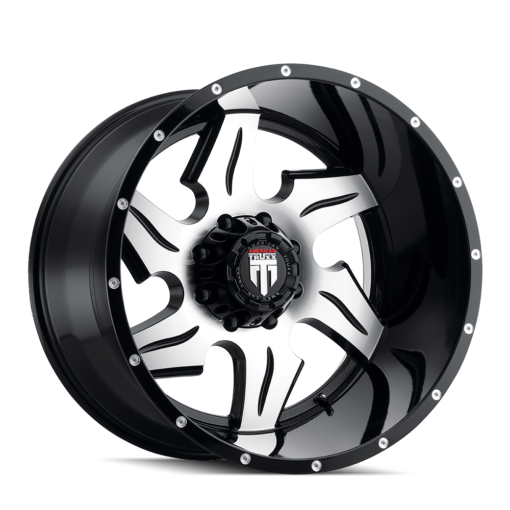 American Truxx Ninja AT163 22x14" 6x135mm 87.1mm CB -76mm Gloss Black Milled