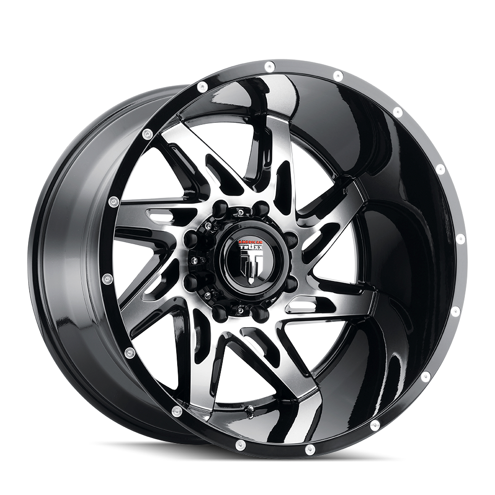 American Truxx Spyder AT183 22x14" 8x180mm 125.2mm CB -76mm Gloss Black Machined