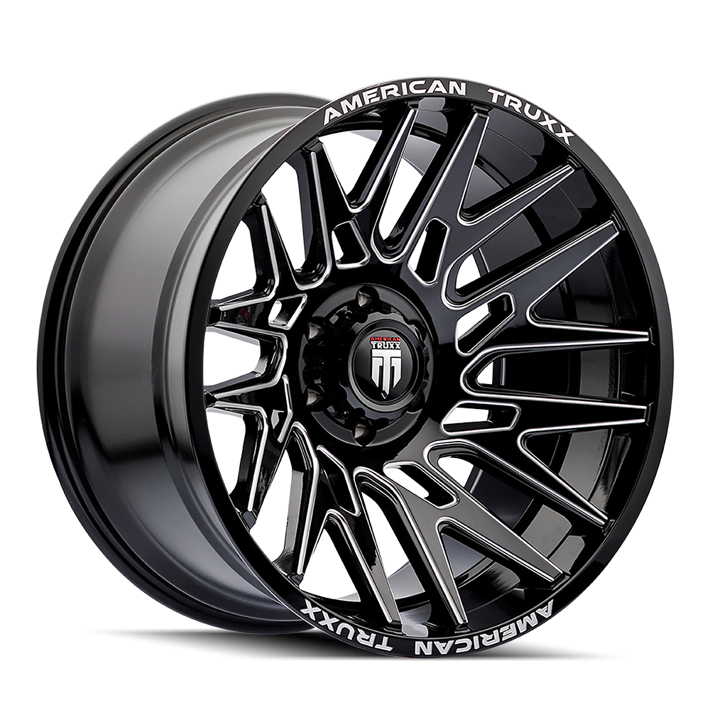 American Truxx Evolution AT1919 22x12" 8x180mm 124.2mm CB -44mm Gloss Black Milled