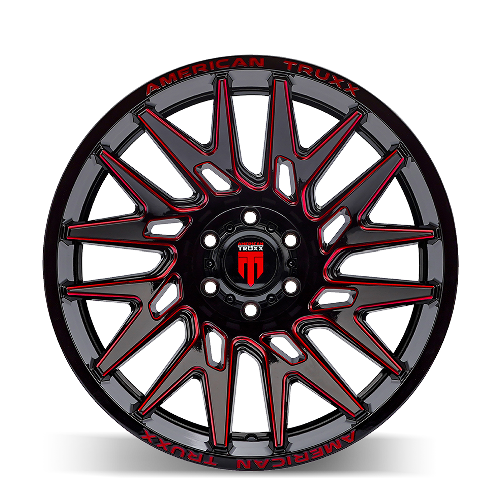American Truxx Evolution AT1919 22x12" 8x165.1mm 125.2mm CB -44mm Gloss Black Prism Red