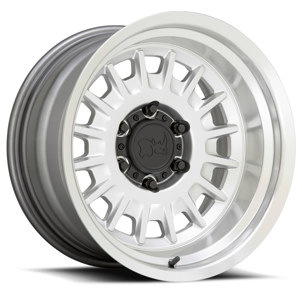 Black Rhino Aliso 18x9" 5x150mm 110.1mm CB +12mm Gloss Silver Mirror Cut Face-Mirror Cut Lip