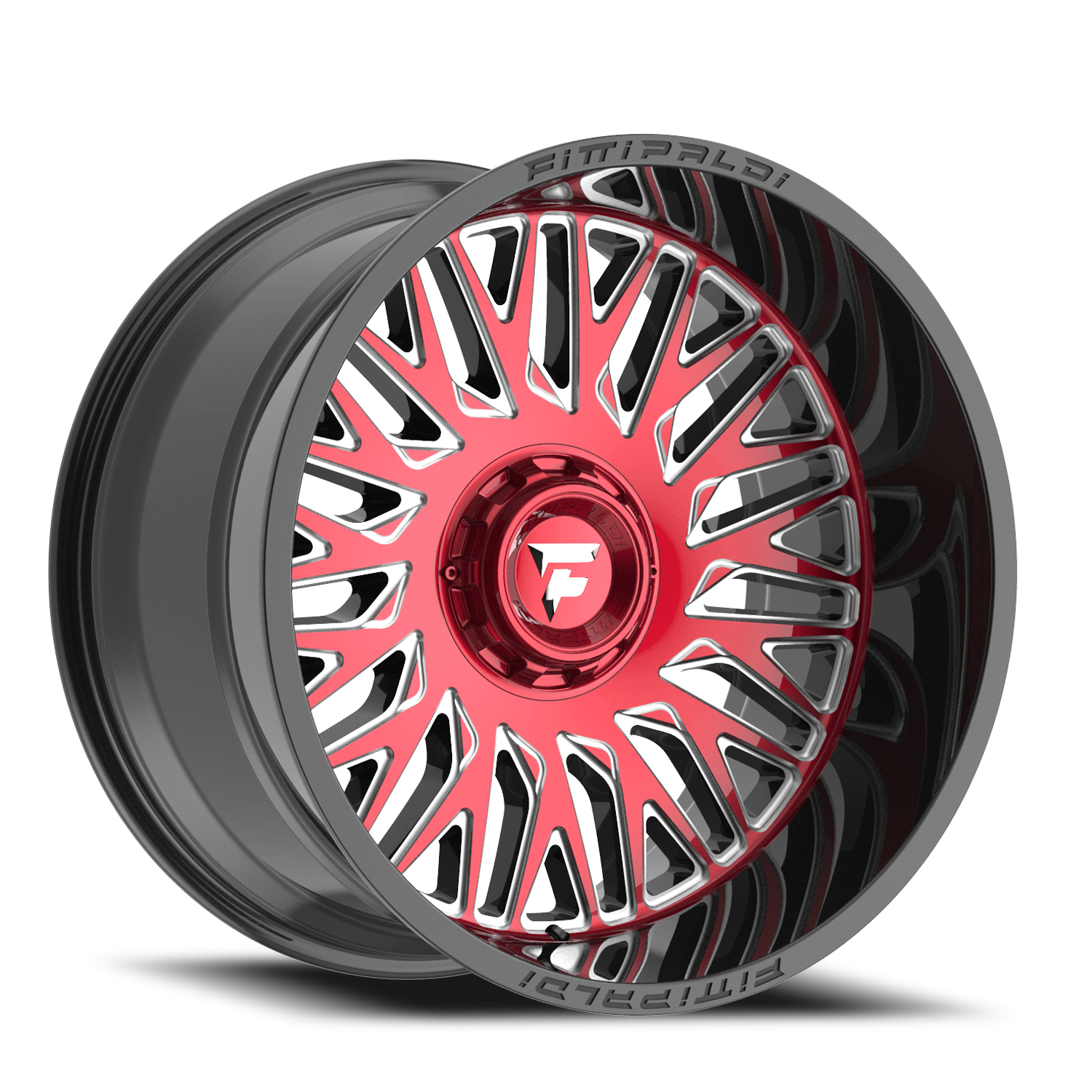 Fittipaldi Offroad Alpha Series 22x12" 5x139.7mm 110.2mm CB -44mm Gloss Black Machined Face-Red Tint