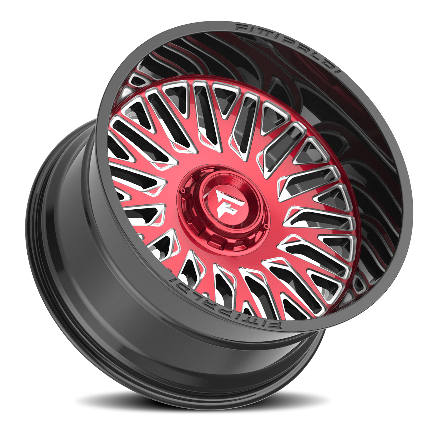 Fittipaldi Offroad Alpha Series 22x12" 5x139.7mm 110.2mm CB -44mm Gloss Black Machined Face-Red Tint