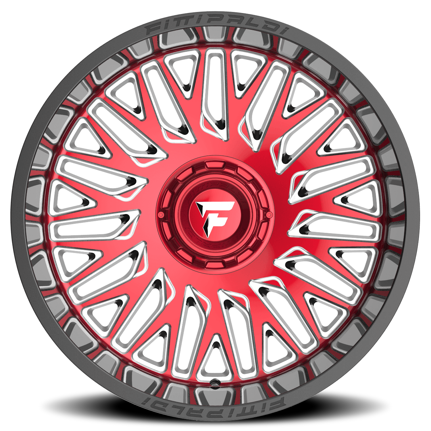 Fittipaldi Offroad Alpha Series 22x12" 5x139.7mm 110.2mm CB -44mm Gloss Black Machined Face-Red Tint