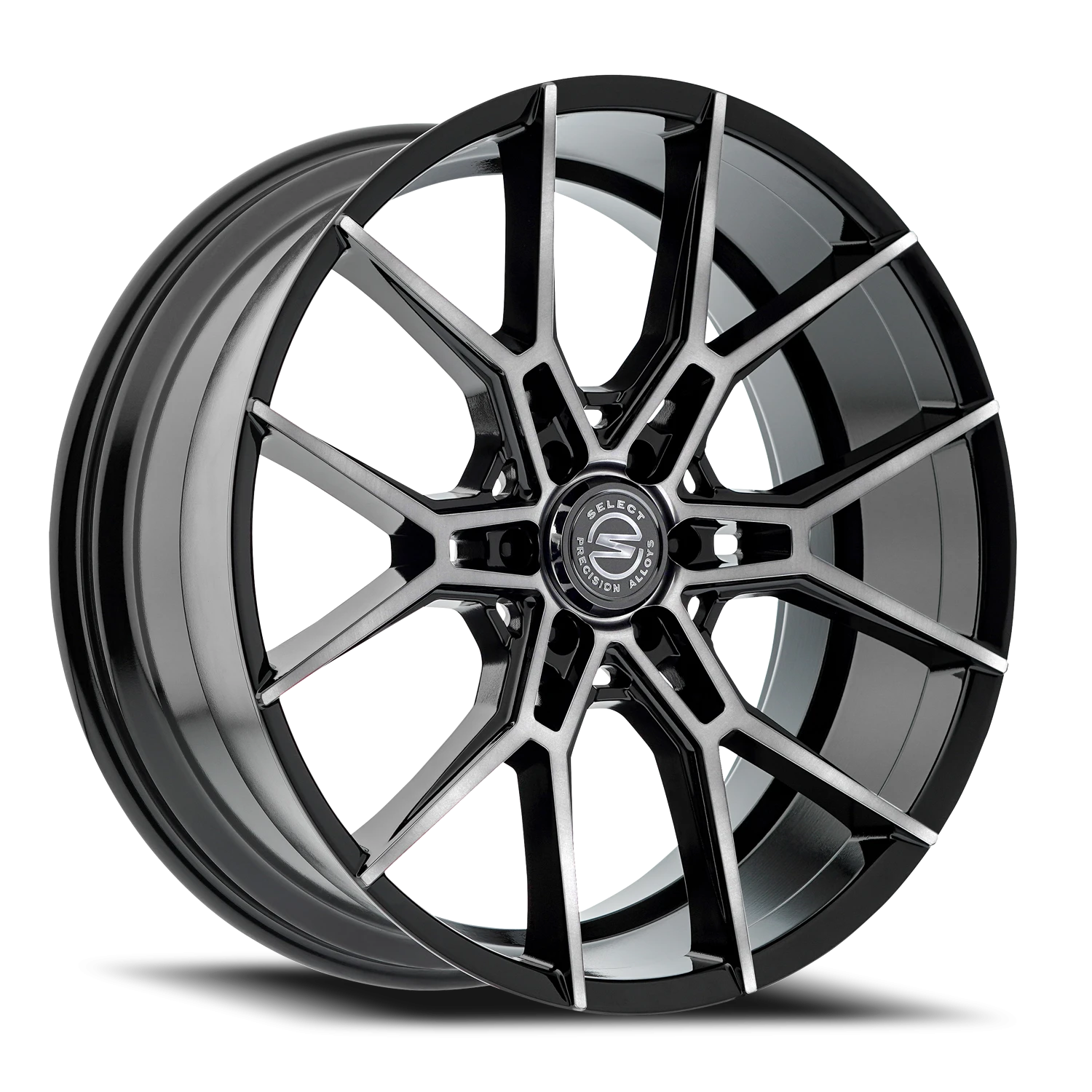 Select Precision Alloys Alpine 22x10" 6x139.7mm 106.1mm CB +25mm Gloss Glossy Black Brushed DDT Face Clear