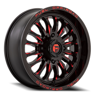 Fuel Arc UTV 20x7" 4x137mm 110.1mm CB +13mm Gloss Black Milled Red