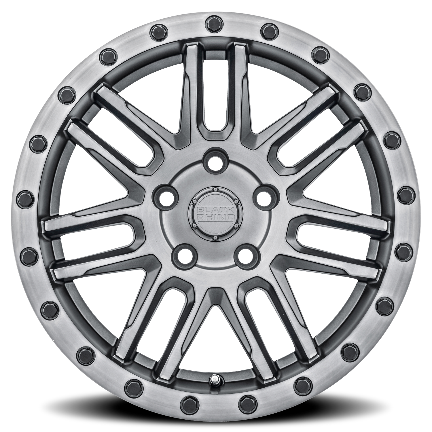 Black Rhino Arches 20x9.5" 5x112mm 66.56mm CB 0mm Brushed Gunmetal Black Lip Edge-Black Bolts