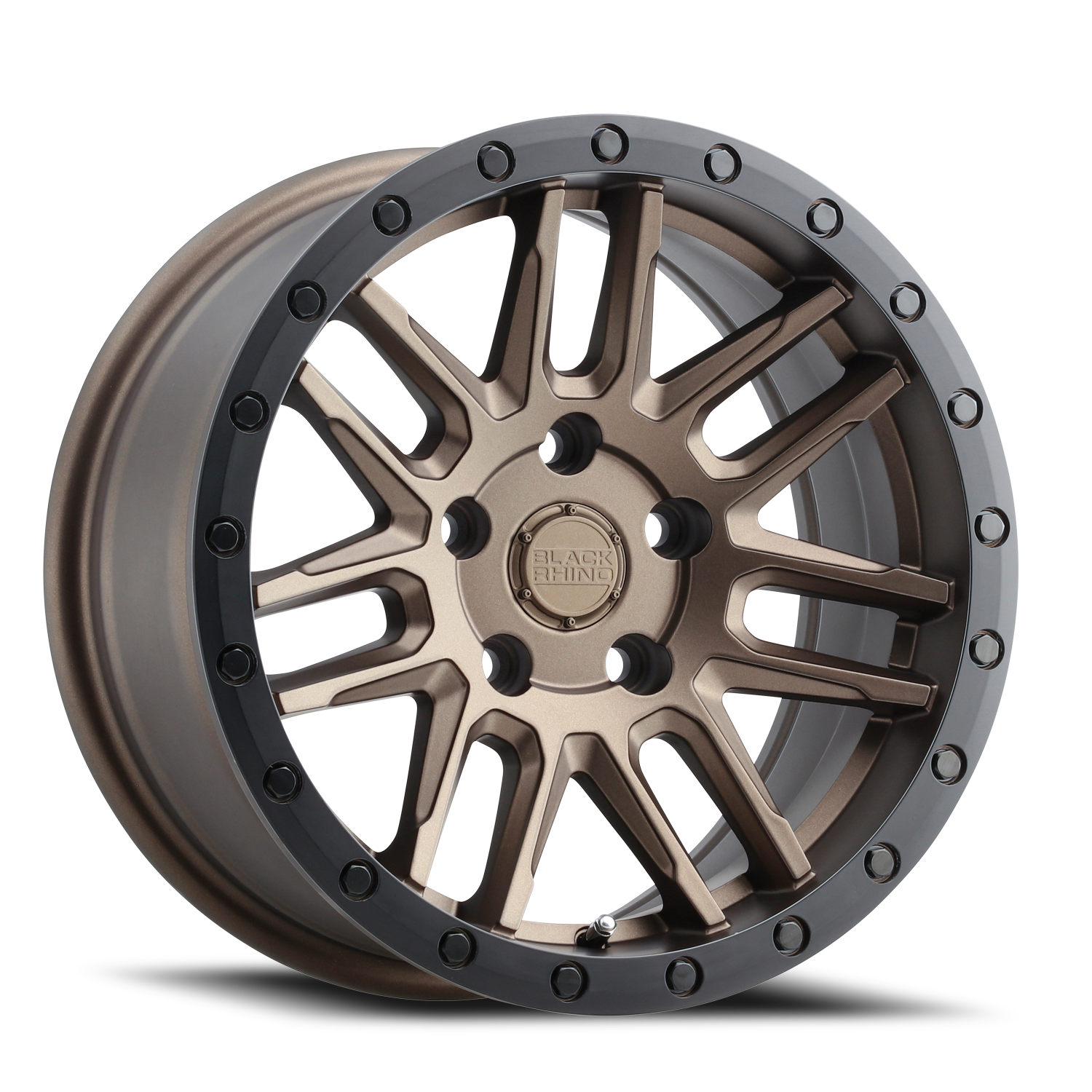 Black Rhino Arches BRZ 18x8 +30 5x120mm 76.1mm Matte Bronze Black Lip Edge-Black Bolts