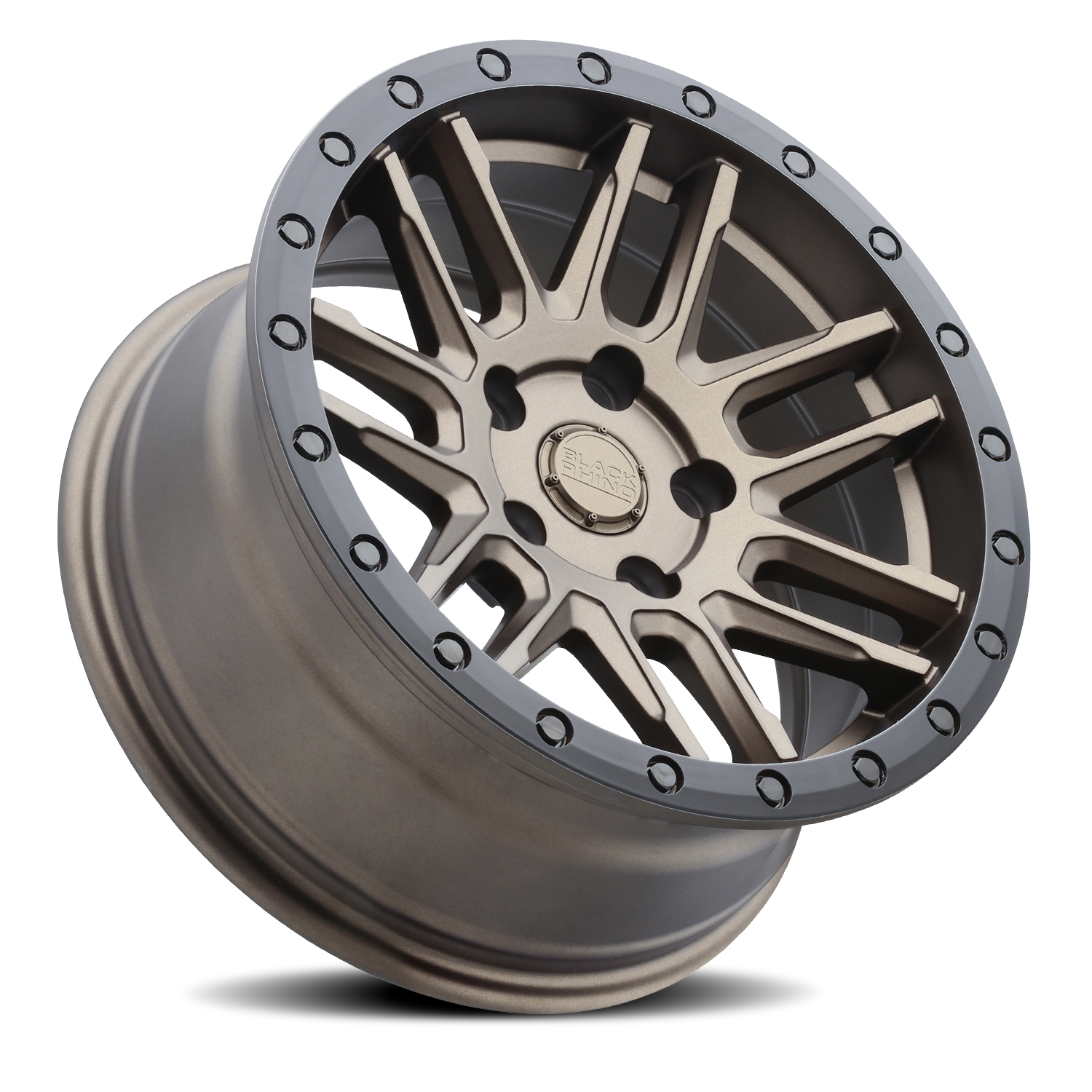 Black Rhino Arches 17x8" 5x114.3mm 76.1mm CB +30mm Matte Bronze Black Lip Edge-Black Bolts
