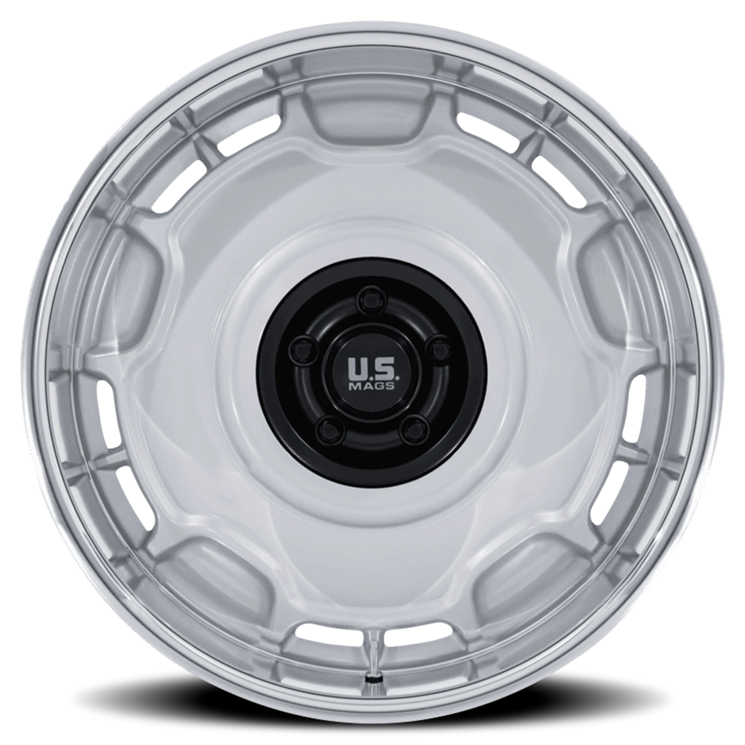 US Mags Arlington 22x9" 6x139.7mm 106.1mm CB +15mm Silver Matte Black Center-DC Lip