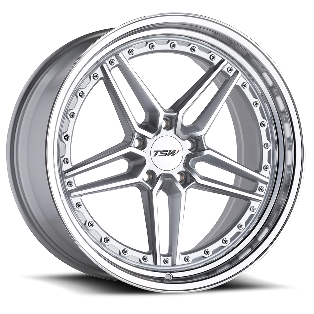 TSW Ascari 20x10.5" 5x114.3mm 76.1mm CB +40mm Silver Mirror Cut Face-Mirror Cut Lip