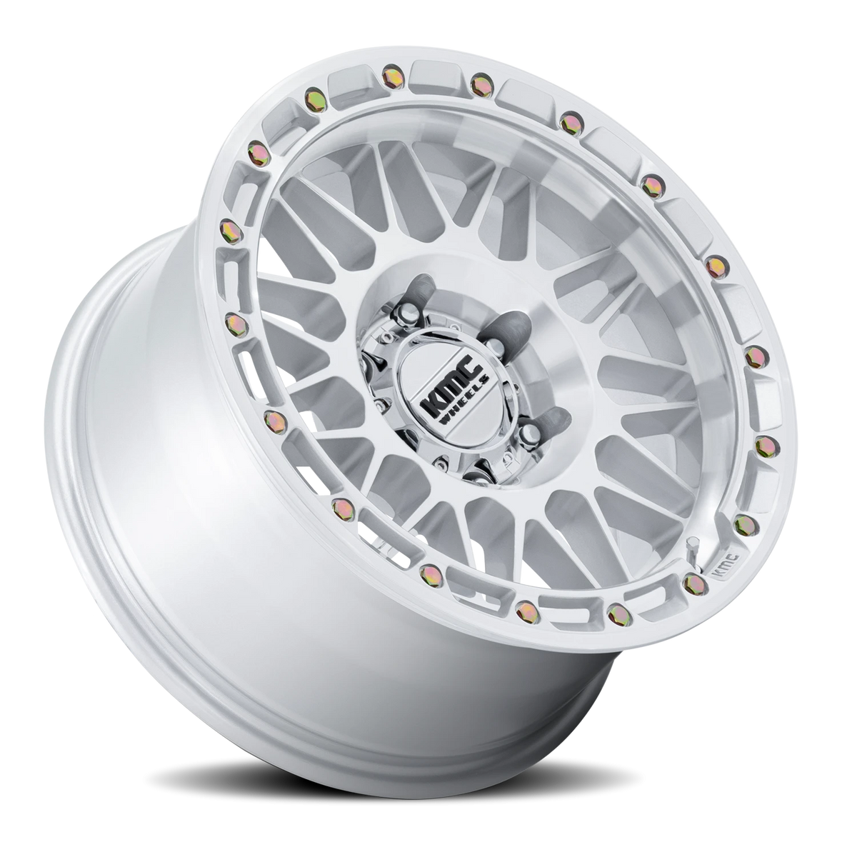 KMC Attack 17x8.5 -10 5x127mm 71.5mm Gloss Silver Machined Face