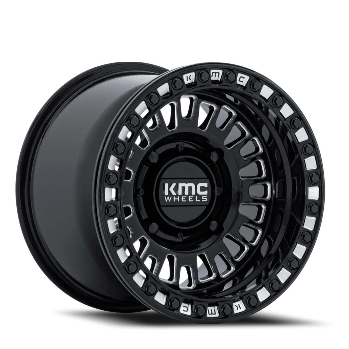 KMC Aztec Beadlock UTV 15x7 +38 4x137mm 96mm Gloss Black Milled