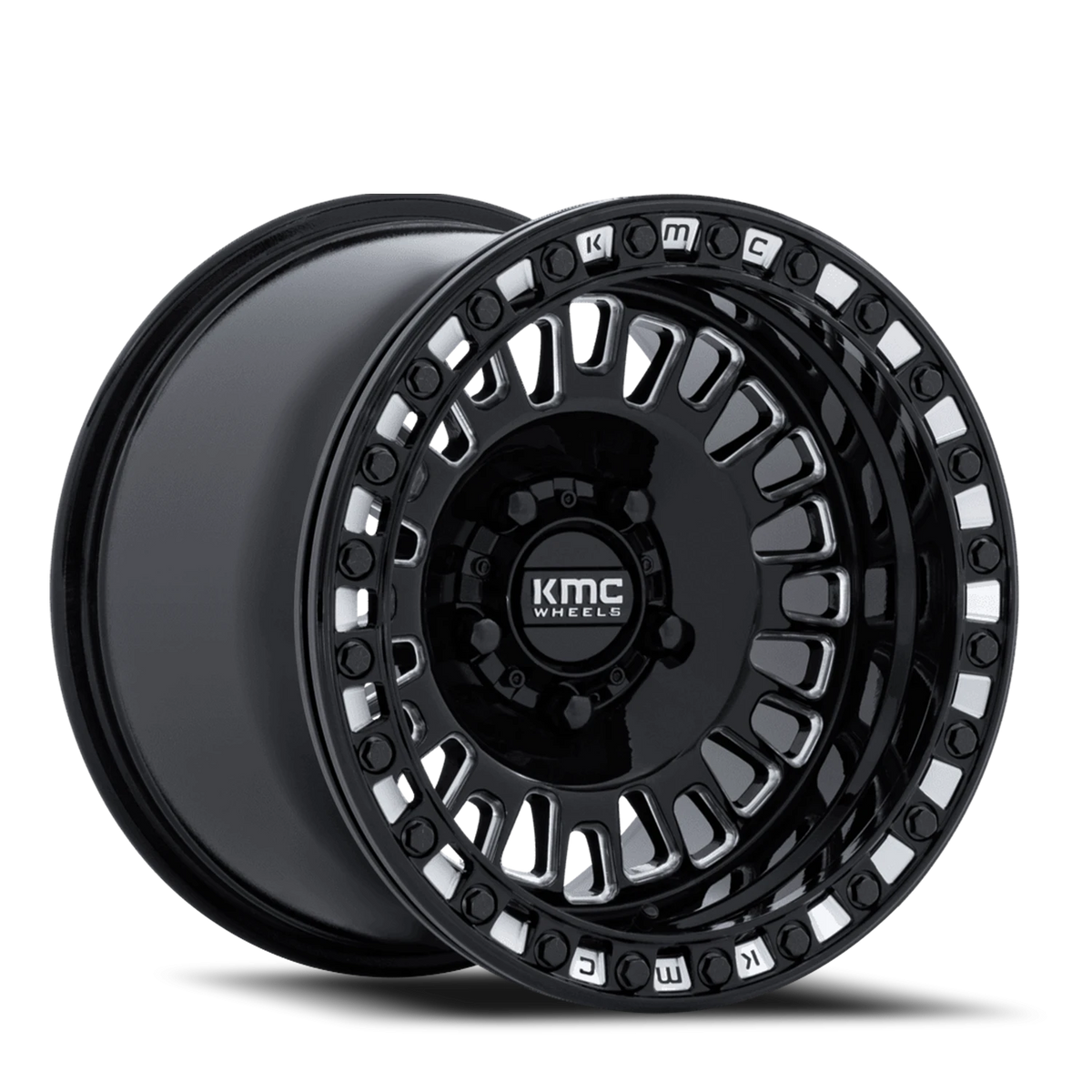 KMC Aztec Beadlock UTV 15x7 +38 5x114.3mm 72.56mm Gloss Black Milled