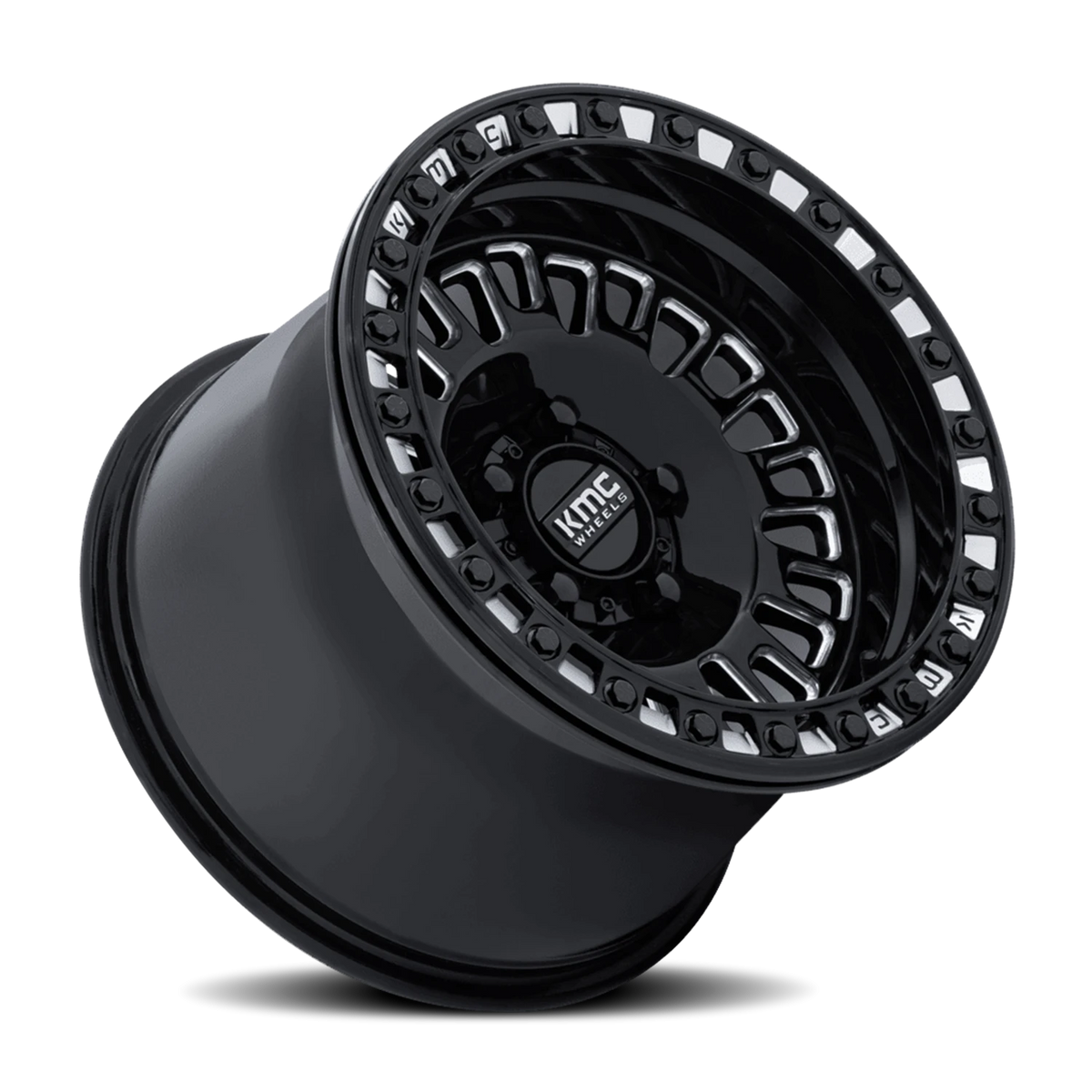 KMC Aztec Beadlock UTV 15x8 +0 6x139.7mm 100.3mm Gloss Black Milled