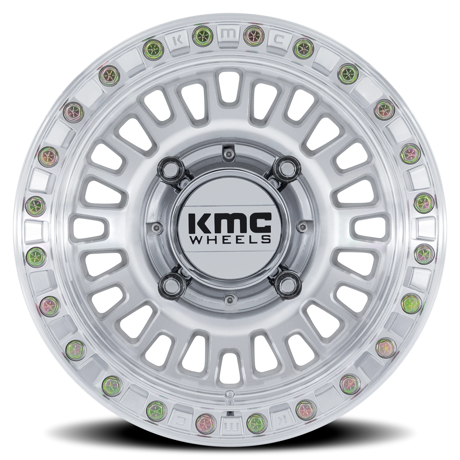 KMC Aztec Beadlock UTV 15x10" 4x156mm 115.1mm CB 0mm Machined Silver