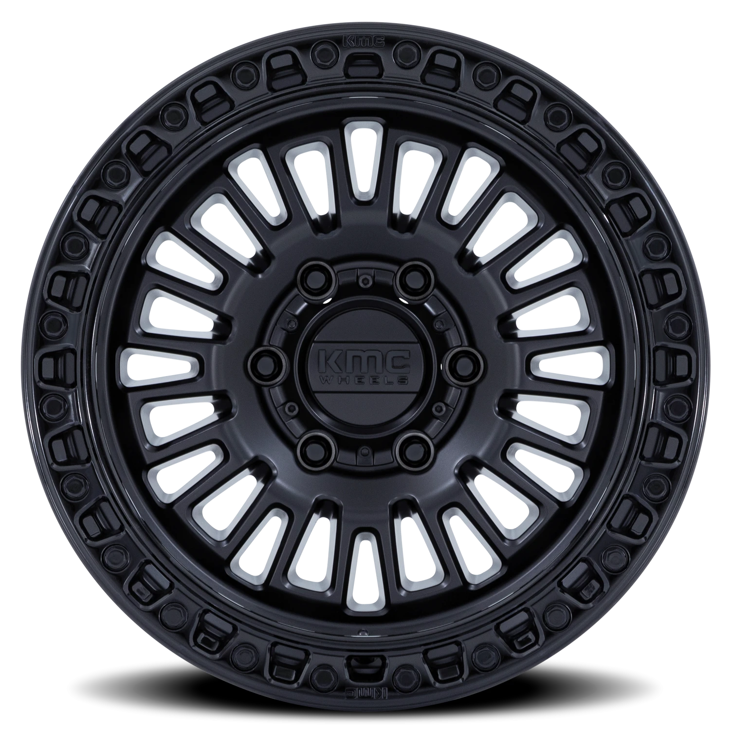 KMC Aztec 17x8.5" 6x135mm 87.1mm CB 0mm Matte Black Gloss Black Lip