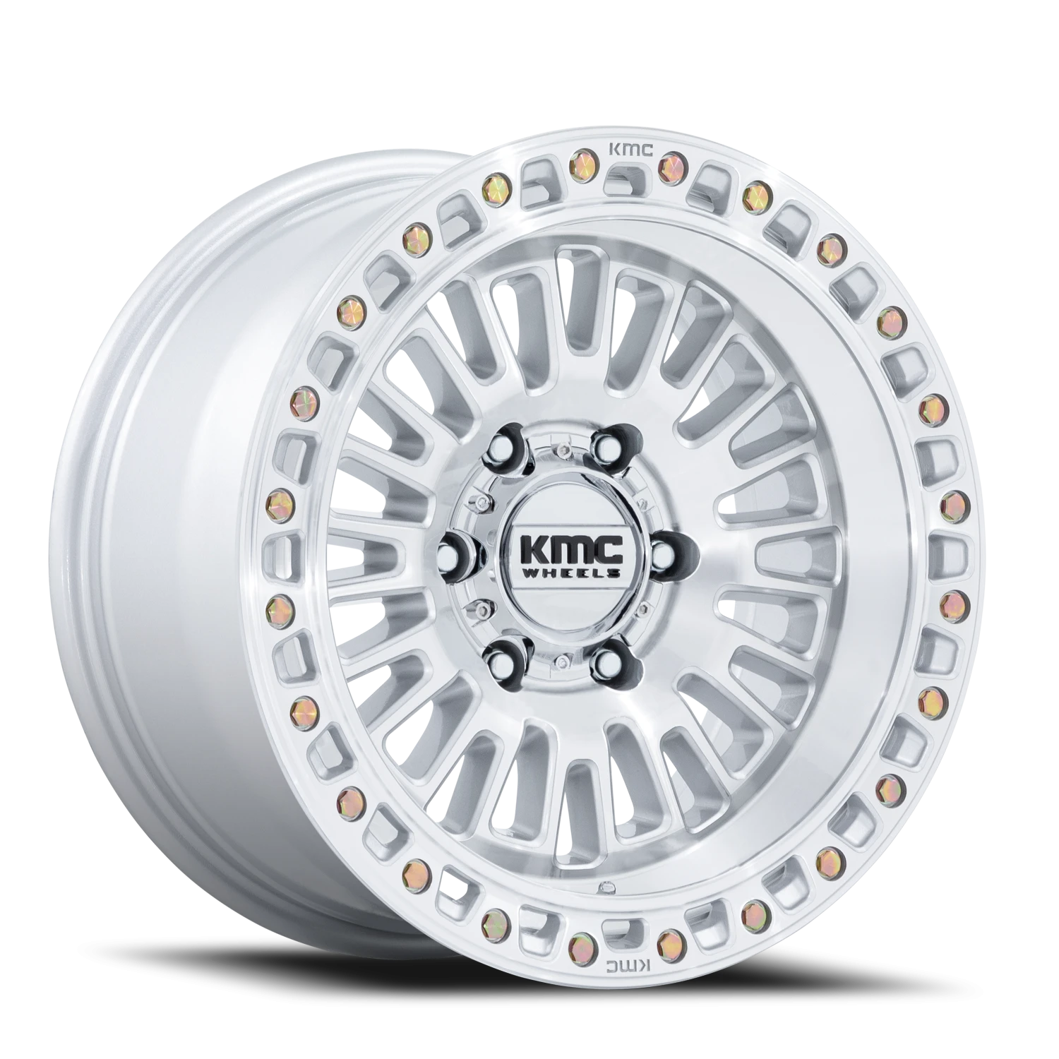 KMC Aztec 17x8.5" 5x127mm 71.5mm CB 0mm Gloss Silver Machined Face