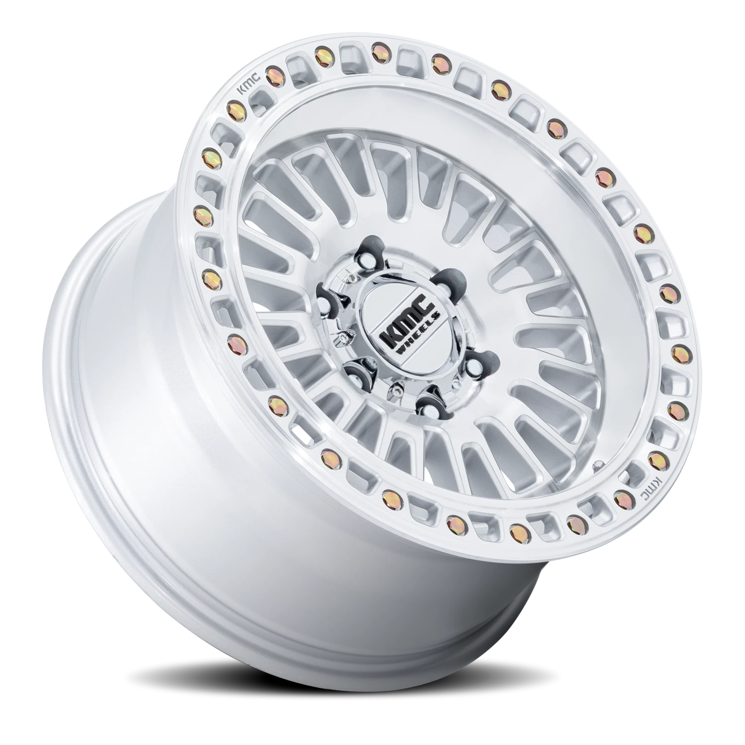 KMC Aztec 17x8.5" 5x127mm 71.5mm CB 0mm Gloss Silver Machined Face