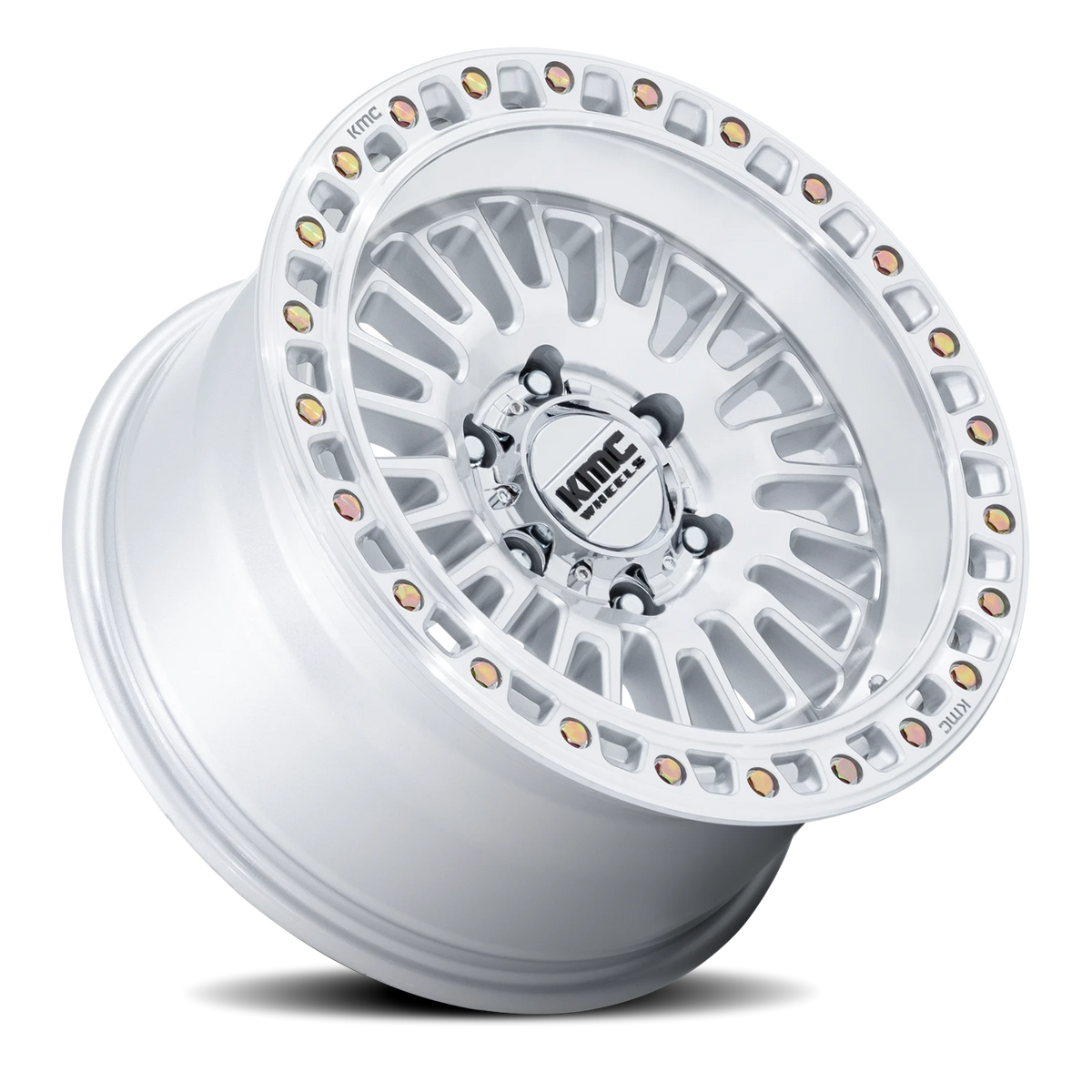 KMC Aztec 17x8.5 +25 6x120mm 66.9mm Gloss Silver Machined Face