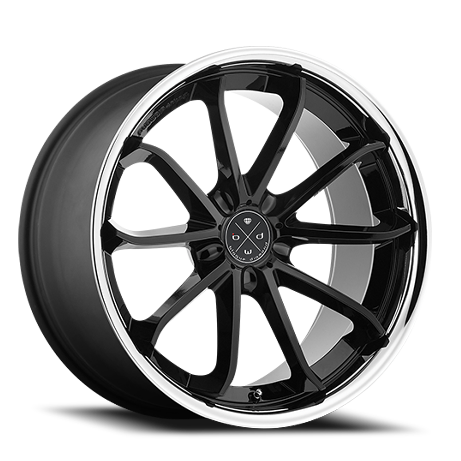 Blaque Diamond BD-23 22x10.5" 5x112mm 66.6mm CB +42mm Gloss Black Chrome Stainless Steel Lip