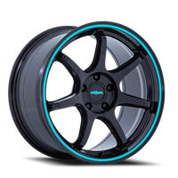 Rotiform BPU 18x9.5" 5x114.3mm 72.56mm CB +38mm Gloss Black Teal Stripe