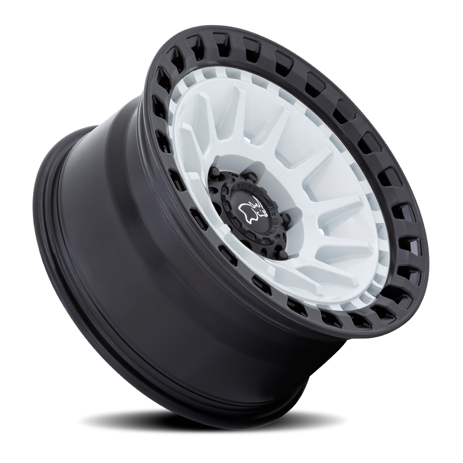 Black Rhino Barrage 18x9" 5x127mm 71.5mm CB 0mm Gloss White Matte Black
