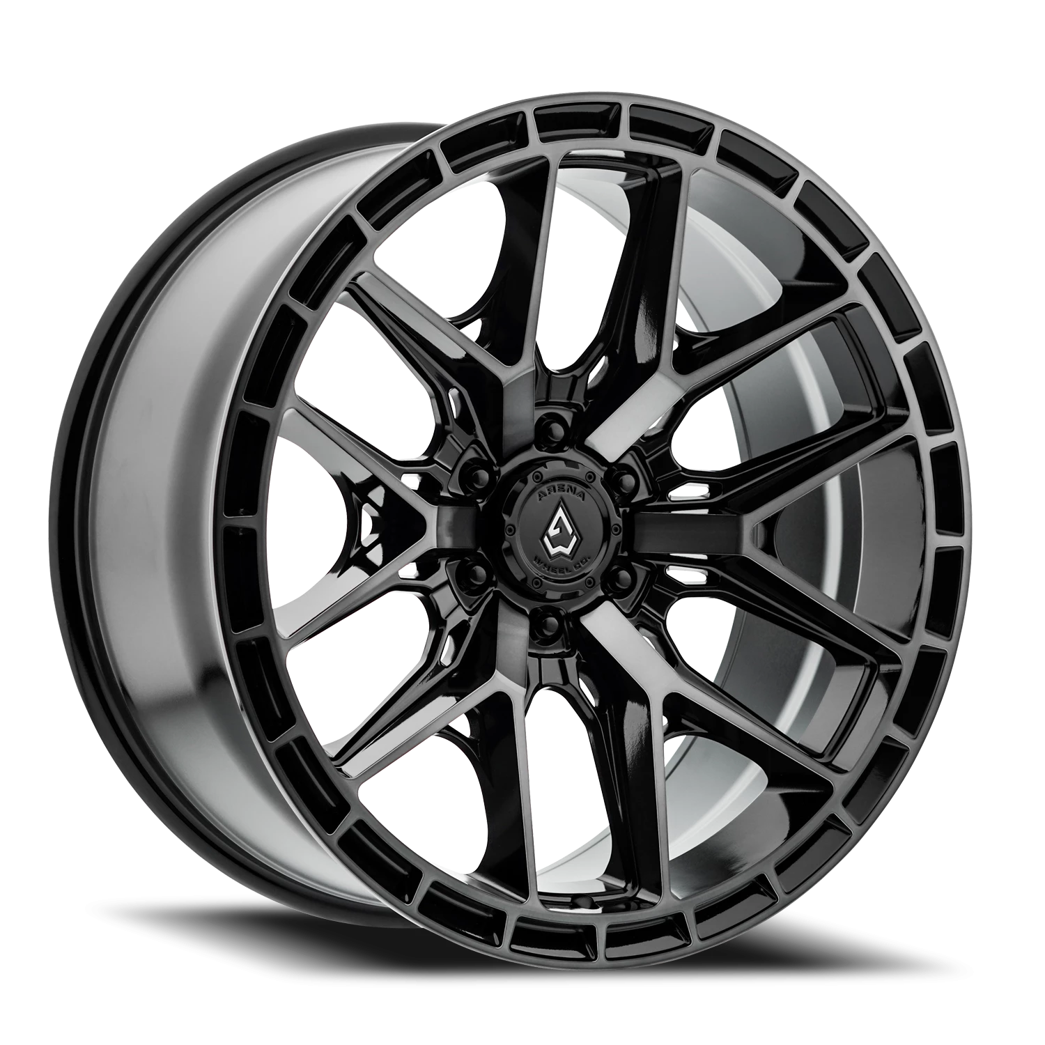 Arena Battle 22x12" 6x139.7mm 106.1mm CB -44mm Gloss Glossy Black Machined DDT Face-Machined DDT Lip