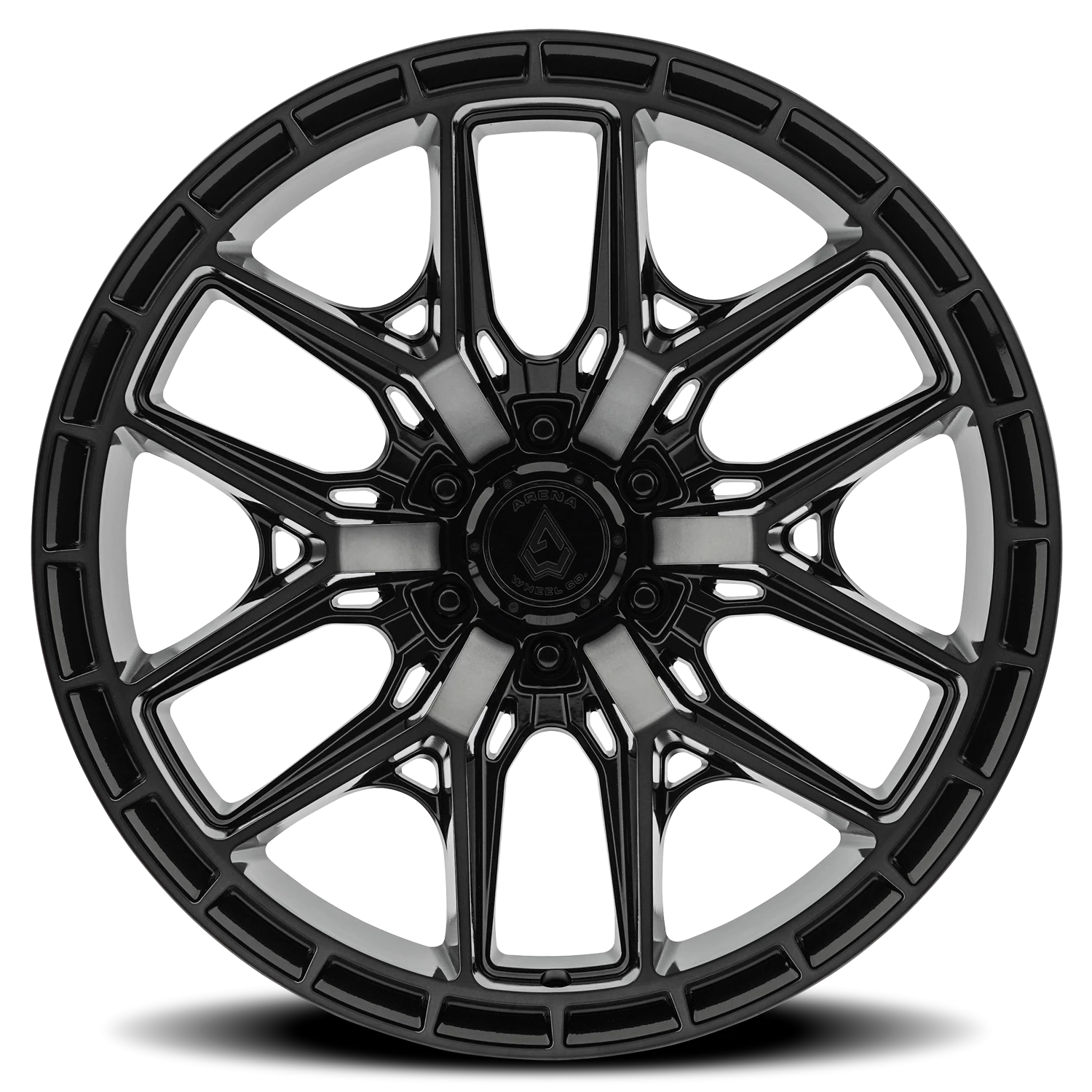 Arena Battle 17x9" 6x135mm 87.12mm CB +1mm Gloss Glossy Black Machined DDT Face-Machined DDT Lip