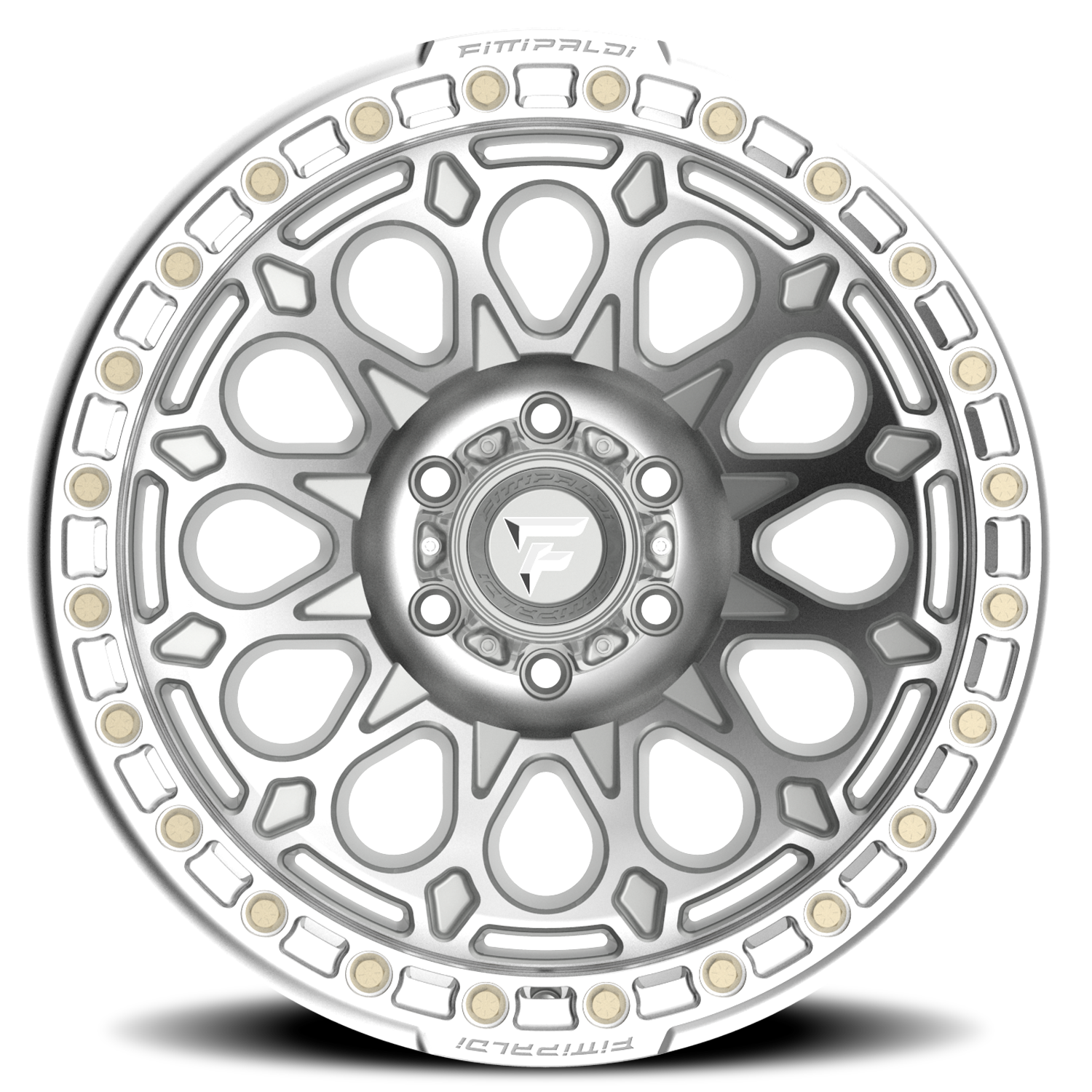 Fittipaldi Offroad Beadlock Series 17x9" 5x139.7mm 71.5mm CB -15mm Machined Silver Machined Forged Ring