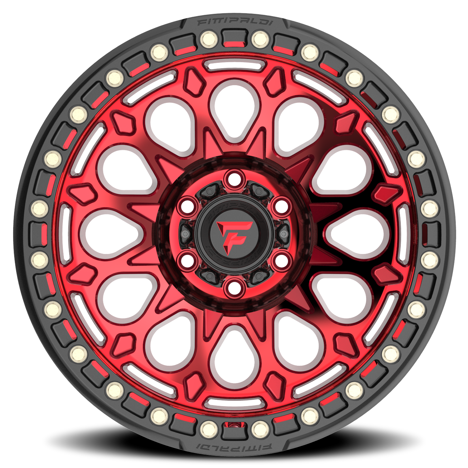 Fittipaldi Offroad Beadlock Series 17x9" 5x139.7mm 71.5mm CB -15mm Red Machined Forged Ring