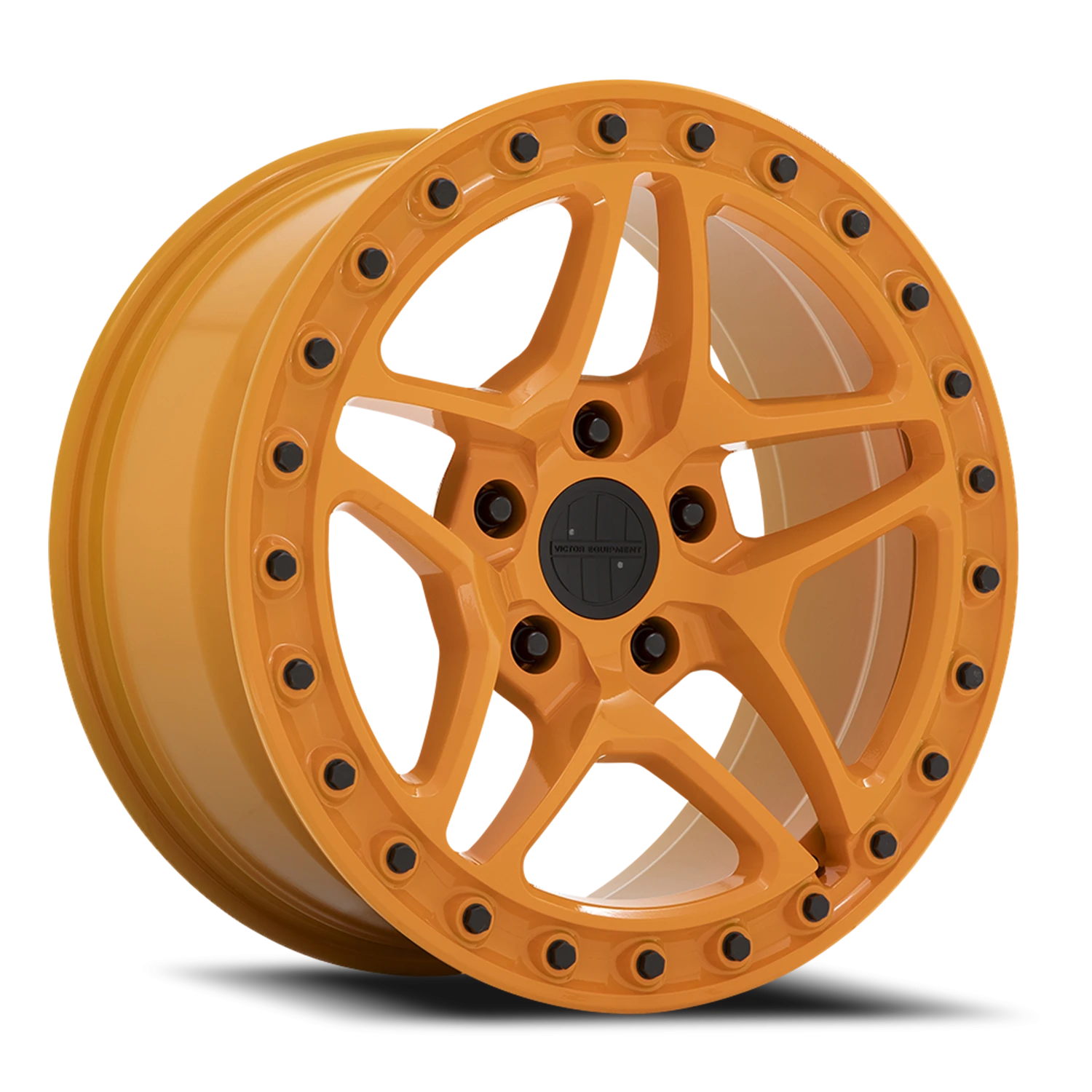 Victor Equipment Berg 17x8" 5x130mm 71.6mm CB +10mm Gloss Orange Black Bolts